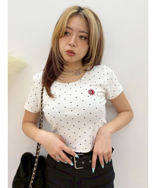 EVRIS(エヴリス)の「ドットSUNNYショートTシャツ(Tシャツ/カットソー・レディース・ブラック/ピンク/ホワイト・FREE)」の17枚目の写真