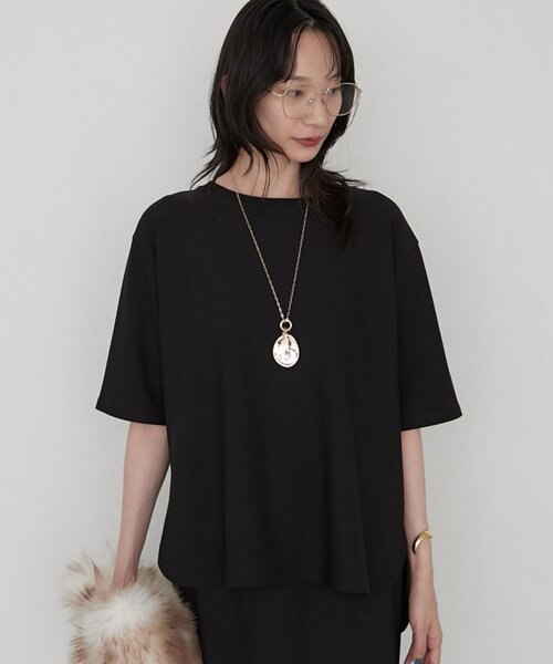 LOUNGEDRESS(ラウンジドレス)の「《オン・オフ使える》カットジョーゼットハーフスリーブプルオーバー(Tシャツ/カットソー・レディース・ライトベージュ/ブラック・FREE)」の20枚目の写真