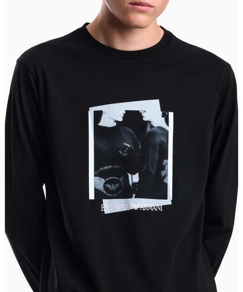EMPORIO ARMANI(エンポリオアルマーニ)の「【エンポリオ アルマーニ】CAPSULE SIGNATURE Tシャツ 長袖 フォトグラフィックプリント&刺繍(Tシャツ/カットソー・メンズ・ホワイト/ブラック・MEDIUM/X-SMALL/LARGE/X-LARGE/SMALL)」の5枚目の写真