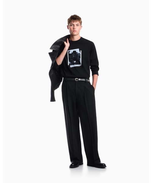 EMPORIO ARMANI(エンポリオアルマーニ)の「【エンポリオ アルマーニ】CAPSULE SIGNATURE Tシャツ 長袖 フォトグラフィックプリント&刺繍(Tシャツ/カットソー・メンズ・ホワイト/ブラック・MEDIUM/X-SMALL/LARGE/X-LARGE/SMALL)」の6枚目の写真