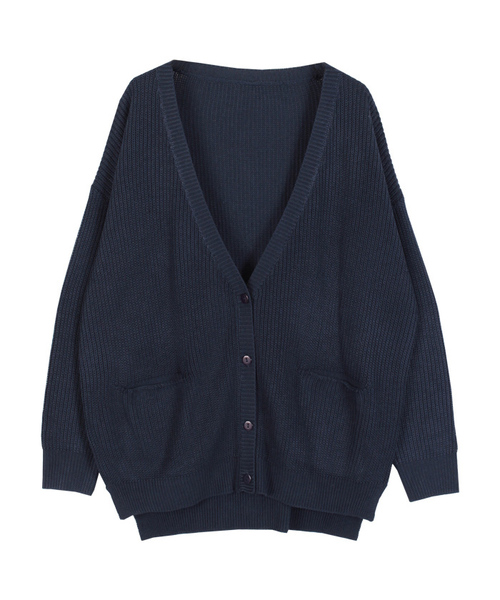 titivate（ティティベイト）の「ﾋﾞｯｸﾞｼﾙｴｯﾄﾆｯﾄｶｰﾃﾞｨｶﾞﾝ（カーディガン/ボレロ・レディース・ネイビー/杢グレー/ベージュ・FREE）」の2枚目の写真