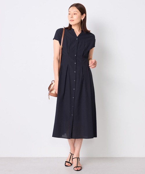 GALLORIA(ギャローリア)の「【接触冷感・ウォッシャブル】前開きワンピ(ペチコート付)(ワンピース・レディース・ベージュ/ネイビー・S/L/LL/M)」の7枚目の写真
