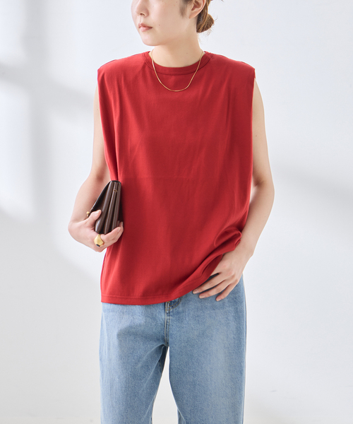 journal standard L'essage(ジャーナルスタンダードレサージュ)の「ショルダーパッドタンクトップ(タンクトップ・レディース・レッド/ブラック/ホワイト・FREE)」の3枚目の写真