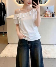 フリルオープンショルダートップス