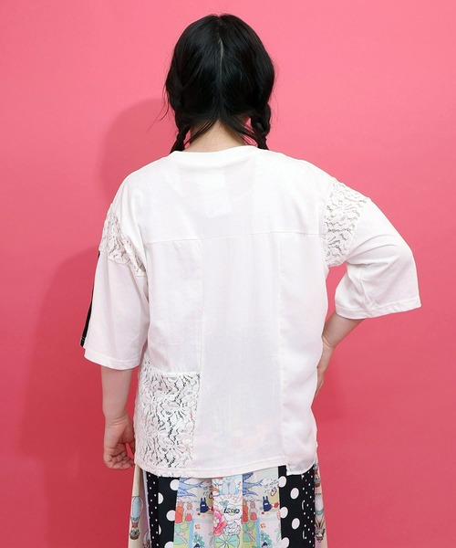 ScoLar（スカラー）の「162704：パステル調サングラスガール柄 異素材切替プルオーバー（Tシャツ/カットソー・レディース・ブラウン/ブラック/オフホワイト・M）」の14枚目の写真