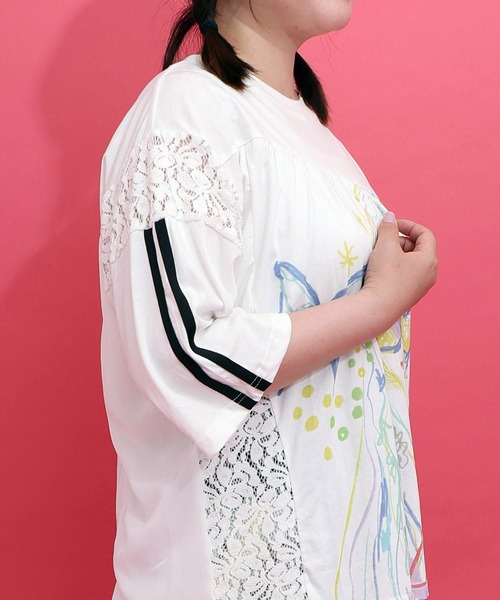 ScoLar（スカラー）の「162704：パステル調サングラスガール柄 異素材切替プルオーバー（Tシャツ/カットソー・レディース・ブラウン/ブラック/オフホワイト・M）」の16枚目の写真