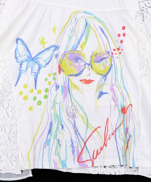 ScoLar（スカラー）の「162704：パステル調サングラスガール柄 異素材切替プルオーバー（Tシャツ/カットソー・レディース・ブラウン/ブラック/オフホワイト・M）」の20枚目の写真