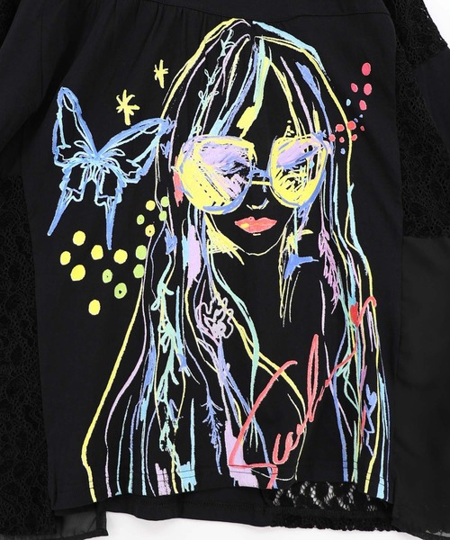 ScoLar（スカラー）の「162704：パステル調サングラスガール柄 異素材切替プルオーバー（Tシャツ/カットソー・レディース・ブラウン/ブラック/オフホワイト・M）」の22枚目の写真