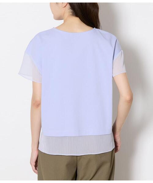 NEWYORKER(ニューヨーカー)の「袖切替えカットソープルオーバー レディース 遮熱(Tシャツ/カットソー・レディース・ラベンダー/ライトグレー・LARGE/MEDIUM)」の4枚目の写真