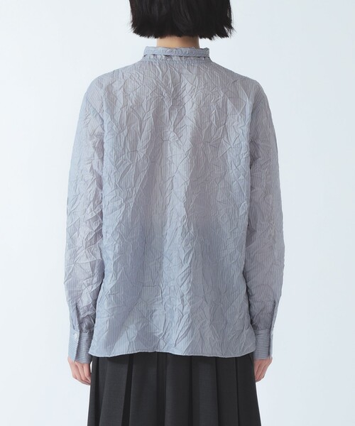Ray BEAMS(レイビームス)の「ストライプ ワッシャー リボン ブラウス(シャツ/ブラウス・レディース・ホワイト系その他6/シルバー・ONE SIZE)」の9枚目の写真