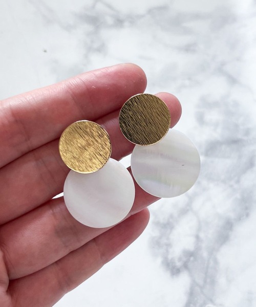 セール】YU-KA:バイカラーサークルピアス Two-tone circle earrings