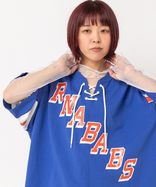 RNA（アールエヌエー）の「M2746 ミニスタッズメッシュロンT（Tシャツ/カットソー・レディース・ホワイト/ブラック/ピンク・MEDIUM）」の2枚目の写真