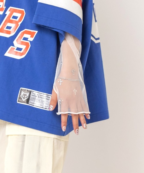RNA（アールエヌエー）の「M2746 ミニスタッズメッシュロンT（Tシャツ/カットソー・レディース・ホワイト/ブラック/ピンク・MEDIUM）」の4枚目の写真