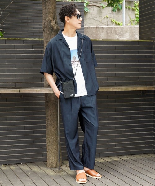 BAYFLOW（ベイフロー）の「【接触冷感】クールヘザーブラッシュパンツ［セットアップ可］（その他パンツ・メンズ・ブラウン系その他/ネイビー・MEDIUM/LARGE）」の4枚目の写真