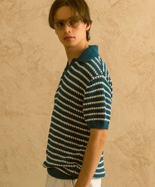 CIRCLEE(サークリー)の「CIRCLEE(サークリー)ボーダーニットポロ(ポロシャツ・メンズ・ネイビー・XL/L/M)」の14枚目の写真