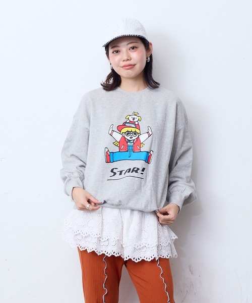 MARKEY'S(マーキーズ)の「【別注】YUKI HORIMOTO funnyスウェット/おとな(スウェット・レディース・パープル/ホワイト系その他/チャコール・160cm)」の1枚目の写真