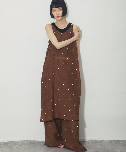ANOTHER S（アナザーエス）の「ドット花柄刺繍パンツ（その他パンツ・レディース・アイボリー系1/ブラウン系1/ブラック系1/ブラック系2/ブラウン系2/アイボリー系2・M）」の13枚目の写真