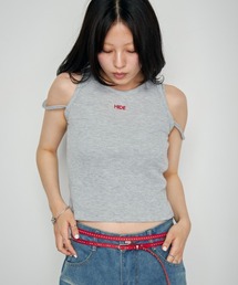 刺繍ロゴワッフルタンクトップ