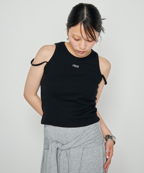 Haze Reverie(ヘイズレヴァリー)の「刺繍ロゴワッフルタンクトップ(タンクトップ・レディース・グレー/ライトブルー/ホワイト/ブラック・FREE)」の16枚目の写真