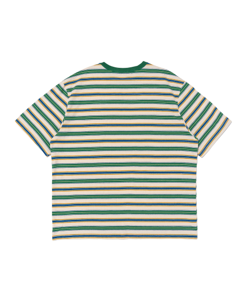 CARGOBROS FOR WOMAN(カーゴブロスフォーウィメン)の「ストライプダンガリー半袖Tシャツ(グリーン)(Tシャツ/カットソー・レディース・その他・FREE)」の7枚目の写真