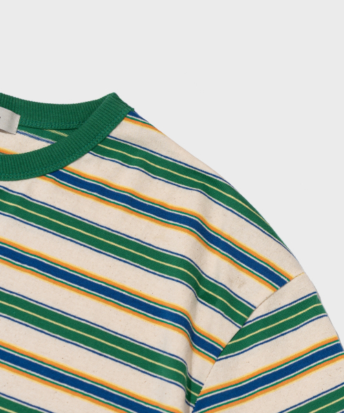 CARGOBROS FOR WOMAN(カーゴブロスフォーウィメン)の「ストライプダンガリー半袖Tシャツ(グリーン)(Tシャツ/カットソー・レディース・その他・FREE)」の8枚目の写真