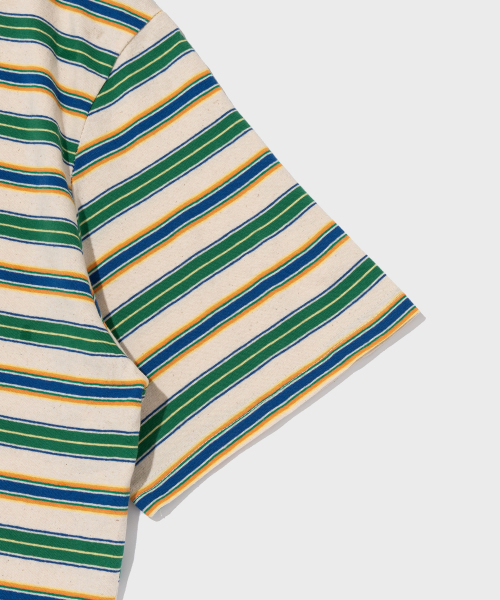 CARGOBROS FOR WOMAN(カーゴブロスフォーウィメン)の「ストライプダンガリー半袖Tシャツ(グリーン)(Tシャツ/カットソー・レディース・その他・FREE)」の9枚目の写真