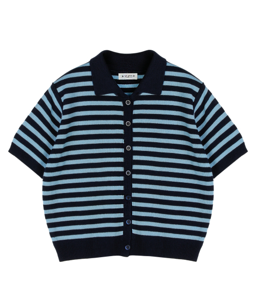 VLETI(ブレッティ)の「V-neck Stripe Collar Half Knit Cardigan (Sora)(カーディガン/ボレロ・レディース・スカイブルー・FREE)」の2枚目の写真