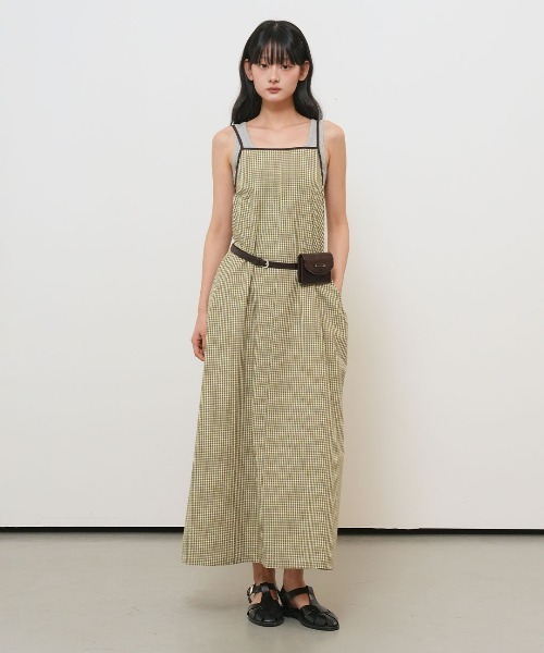 GENERAL IDEA(ジェネラルアイデア)の「【GENERAL IDEA】チェック柄ロングワンピース / CHECKED LONG DRESS(ワンピース・レディース・スカイブルー/ダークブラウン/グリーン・L/M/S)」の3枚目の写真