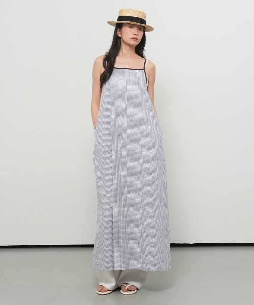 GENERAL IDEA(ジェネラルアイデア)の「【GENERAL IDEA】チェック柄ロングワンピース / CHECKED LONG DRESS(ワンピース・レディース・スカイブルー/ダークブラウン/グリーン・L/M/S)」の1枚目の写真