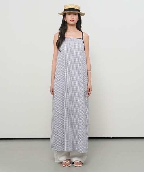 GENERAL IDEA(ジェネラルアイデア)の「【GENERAL IDEA】チェック柄ロングワンピース / CHECKED LONG DRESS(ワンピース・レディース・スカイブルー/ダークブラウン/グリーン・L/M/S)」の13枚目の写真