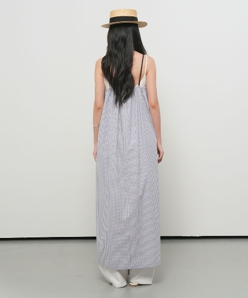 GENERAL IDEA(ジェネラルアイデア)の「【GENERAL IDEA】チェック柄ロングワンピース / CHECKED LONG DRESS(ワンピース・レディース・スカイブルー/ダークブラウン/グリーン・L/M/S)」の4枚目の写真