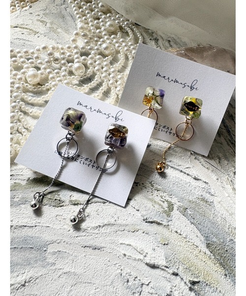 tone（トーン）の「【marumusubi】viola square 2way(MA)（ピアス（両耳用）・レディース・パープル/シルバー・FREE）」の4枚目の写真