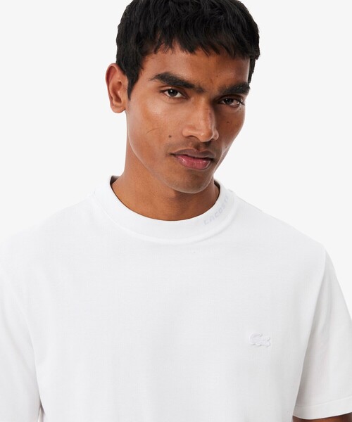LACOSTE(ラコステ)の「ジャカードブランドネームネック鹿の子Tシャツ(Tシャツ/カットソー・メンズ・ブラック/ホワイト/ライトブルー・2/3/4/5)」の5枚目の写真