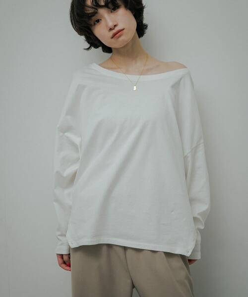 URBAN RESEARCH DOORS(アーバンリサーチドアーズ)の「Soft Cotton Loose Long-Sleeve T-shirts(Tシャツ/カットソー・レディース・オフホワイト/ブラック・FREE)」の5枚目の写真