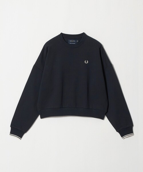 FRED PERRY(フレッドペリー)の「【別注】<FRED PERRY>クルーネック ショート スウェット(スウェット・レディース・オフホワイト/ネイビー・FREE)」の2枚目の写真