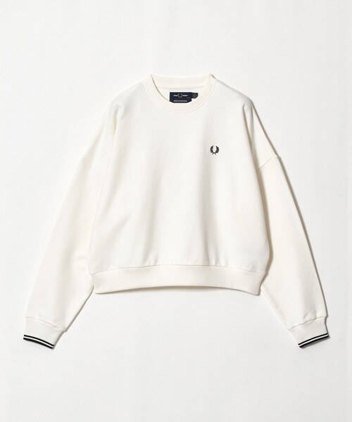 FRED PERRY(フレッドペリー)の「【別注】<FRED PERRY>クルーネック ショート スウェット(スウェット・レディース・オフホワイト/ネイビー・FREE)」の1枚目の写真