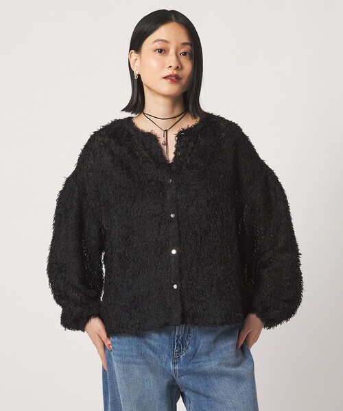 A DAY IN THE LIFE UNITED ARROWS（アデイインザライフユナイテッドアローズ）の「カットジャガード メタルボタンブラウス 2WAY ＜A DAY IN THE LIFE＞（シャツ/ブラウス・レディース・ダークグリーン/ブラック/オフホワイト・FREE）」の3枚目の写真