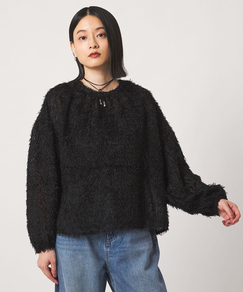 A DAY IN THE LIFE UNITED ARROWS（アデイインザライフユナイテッドアローズ）の「カットジャガード メタルボタンブラウス 2WAY ＜A DAY IN THE LIFE＞（シャツ/ブラウス・レディース・ダークグリーン/ブラック/オフホワイト・FREE）」の4枚目の写真