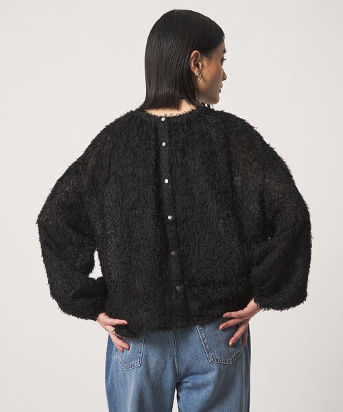 A DAY IN THE LIFE UNITED ARROWS（アデイインザライフユナイテッドアローズ）の「カットジャガード メタルボタンブラウス 2WAY ＜A DAY IN THE LIFE＞（シャツ/ブラウス・レディース・ダークグリーン/ブラック/オフホワイト・FREE）」の5枚目の写真