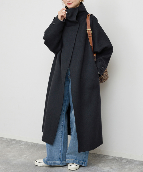 Spick & Span(スピックアンドスパン)の「《WEB限定 / 追加》ビーバーニュアンスカラーオーバーコート(ノーカラーコート・レディース・ブラック/キャメル・36/38)」の1枚目の写真