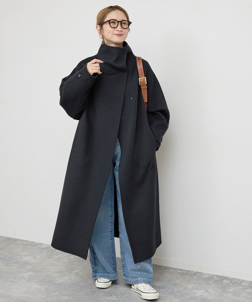 Spick & Span(スピックアンドスパン)の「《WEB限定 / 追加》ビーバーニュアンスカラーオーバーコート(ノーカラーコート・レディース・ブラック/キャメル・36/38)」の3枚目の写真