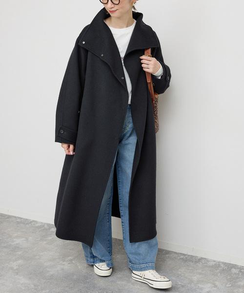 Spick & Span(スピックアンドスパン)の「《WEB限定 / 追加》ビーバーニュアンスカラーオーバーコート(ノーカラーコート・レディース・ブラック/キャメル・36/38)」の6枚目の写真