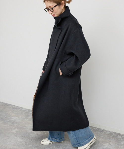 Spick & Span(スピックアンドスパン)の「《WEB限定 / 追加》ビーバーニュアンスカラーオーバーコート(ノーカラーコート・レディース・ブラック/キャメル・36/38)」の7枚目の写真