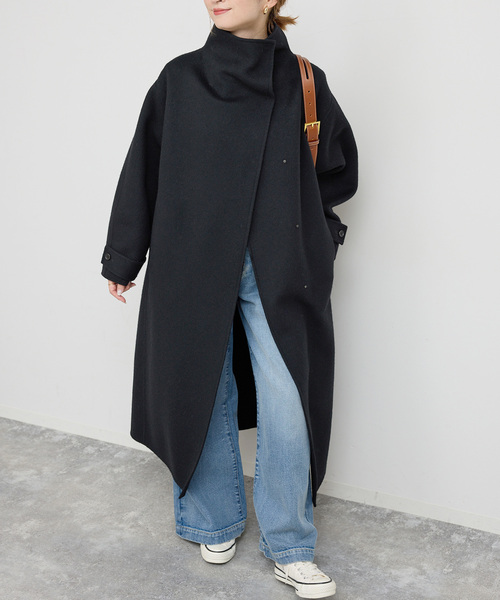Spick & Span(スピックアンドスパン)の「《WEB限定 / 追加》ビーバーニュアンスカラーオーバーコート(ノーカラーコート・レディース・ブラック/キャメル・36/38)」の8枚目の写真