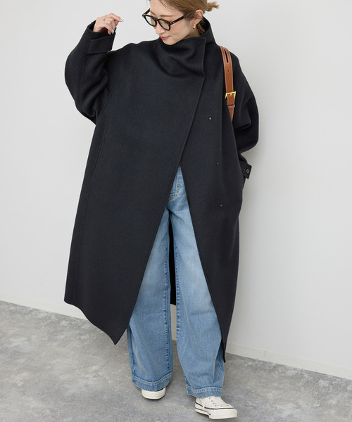 Spick & Span(スピックアンドスパン)の「《WEB限定 / 追加》ビーバーニュアンスカラーオーバーコート(ノーカラーコート・レディース・ブラック/キャメル・36/38)」の9枚目の写真