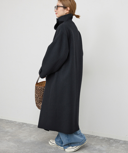 Spick & Span(スピックアンドスパン)の「《WEB限定 / 追加》ビーバーニュアンスカラーオーバーコート(ノーカラーコート・レディース・ブラック/キャメル・36/38)」の10枚目の写真