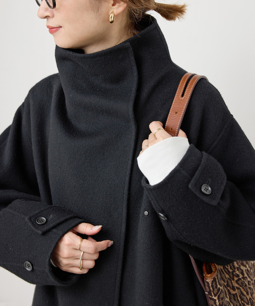 Spick & Span(スピックアンドスパン)の「《WEB限定 / 追加》ビーバーニュアンスカラーオーバーコート(ノーカラーコート・レディース・ブラック/キャメル・36/38)」の11枚目の写真