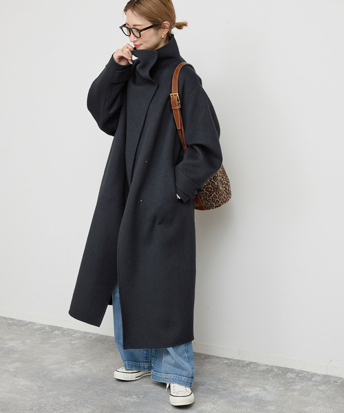 Spick & Span(スピックアンドスパン)の「《WEB限定 / 追加》ビーバーニュアンスカラーオーバーコート(ノーカラーコート・レディース・ブラック/キャメル・36/38)」の12枚目の写真