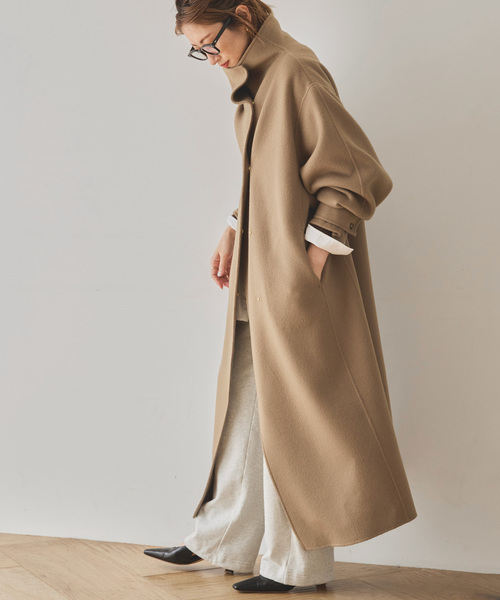 Spick & Span(スピックアンドスパン)の「《WEB限定 / 追加》ビーバーニュアンスカラーオーバーコート(ノーカラーコート・レディース・ブラック/キャメル・36/38)」の14枚目の写真