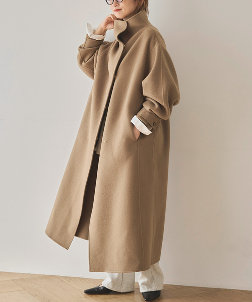 Spick & Span(スピックアンドスパン)の「《WEB限定 / 追加》ビーバーニュアンスカラーオーバーコート(ノーカラーコート・レディース・ブラック/キャメル・36/38)」の15枚目の写真